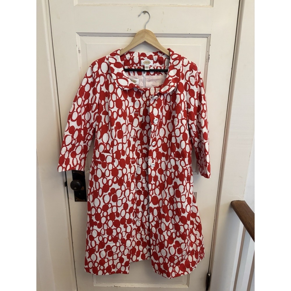 Talbots Vintage‎ Women's Red & White Sheath Dress w/Matching Jacket Rare Size 12